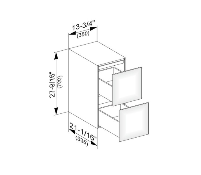 Keuco тумба боковая подвесная с двумя выдвижными фронтами, с внутренней светодиодной подсветкой, edition 11, белый арт. 31321 210100
