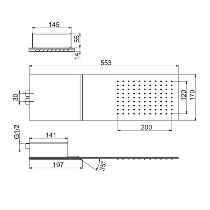 Fima Carlo Frattini верхний душ настенного монтажа, 2 режима: дождь, каскад, нержавеющая сталь wellness, хром арт. f2346cr