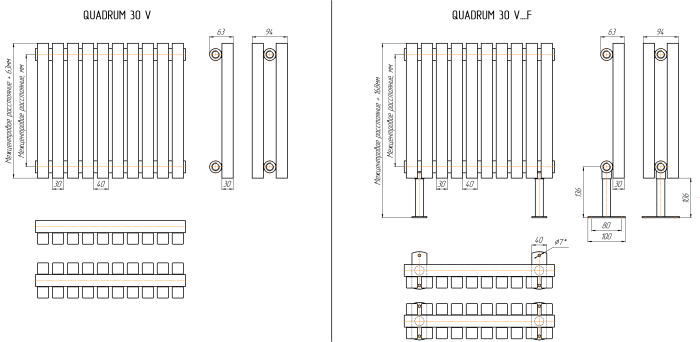 Стальной радиатор KZTO QUADRUM 30 V 1 1000-8