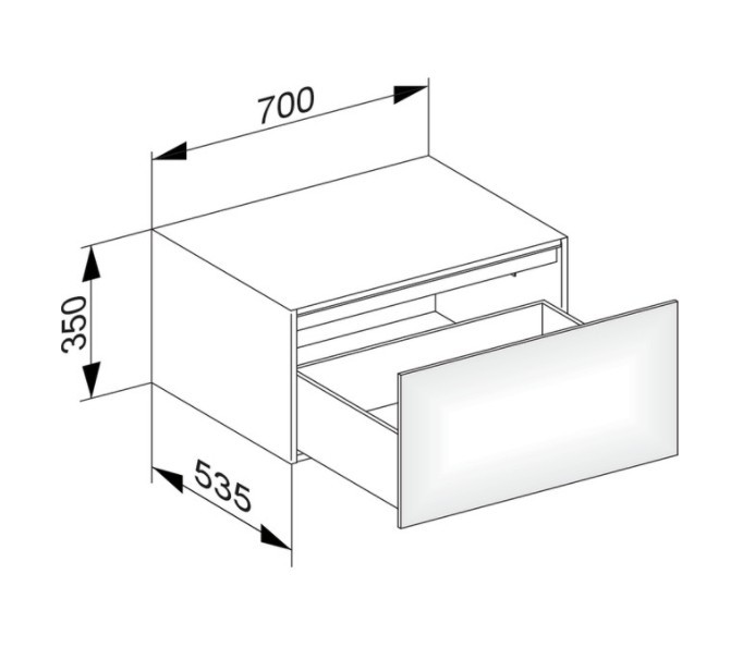 Keuco боковая тумба edition 700 мм х 350 мм, с одним выдвижным фронтом со светодиодной подсветкой, edition 11, антрацит арт. 31322 390100