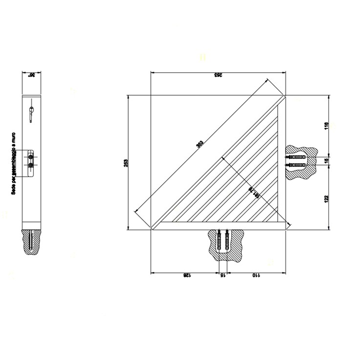 Gessi Полочка-решетка угловая для ванны или душа, Rettangolo, 20861#080 цвет: gold ccp