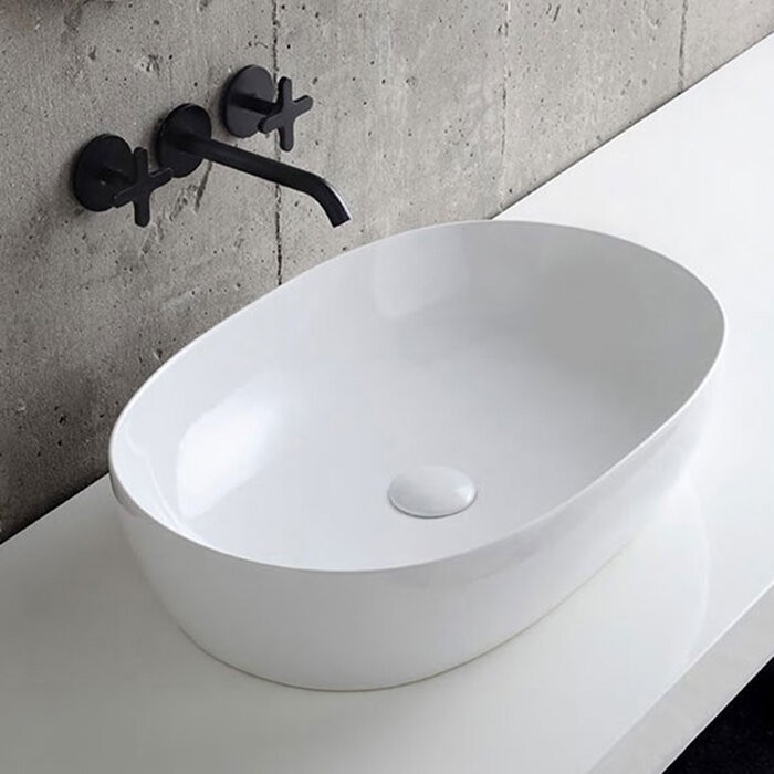 Azzurra Раковина 60х40 см, без отв., накладная Elegance, ELLA060400C0BI/(ECI60 bi*0) цвет: белый