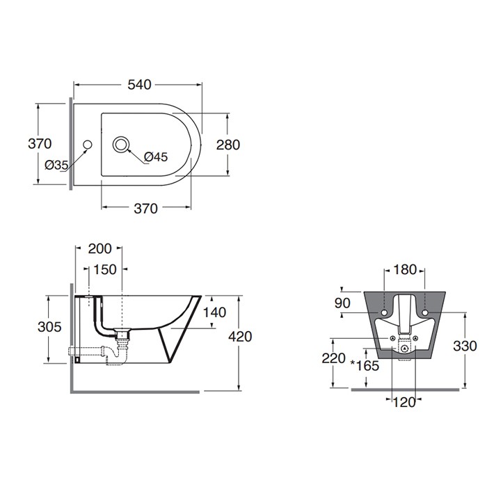 Azzurra биде подвесное 54х37х34см, с 1 отв., Azzurra, FMBKS000000MCA*1 цвет: carbone