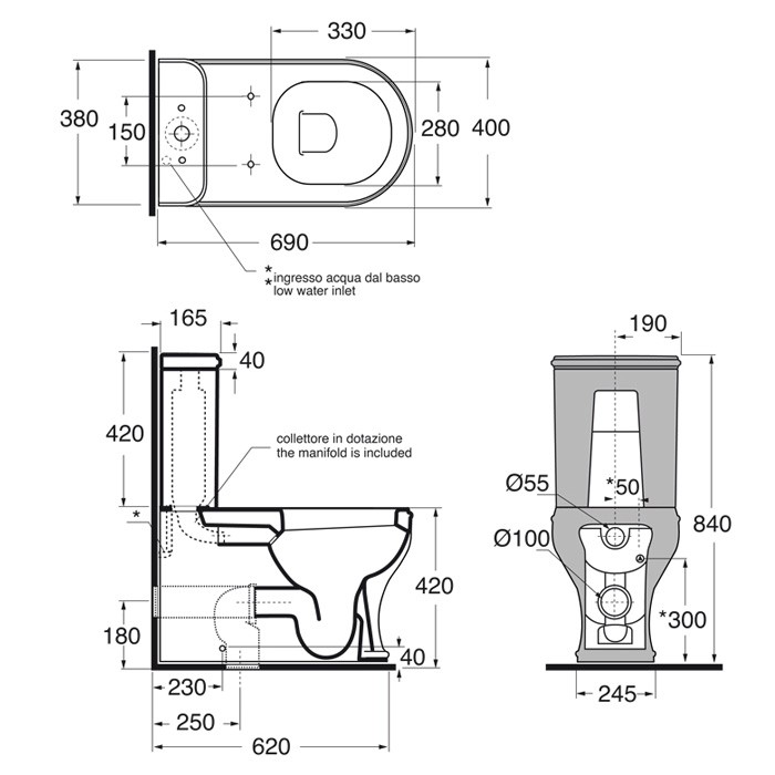 AZZURRA унитаз моноблок 68х40см, слив универсальный,с бачком и белым сиденьем с микролифтом, CHARME, CHVCMP000000BI/(CHA100/MBP bi) CHCSMB000000/(CHA400/MBL bi) B19002F/40 cr цвет: белый/хром
