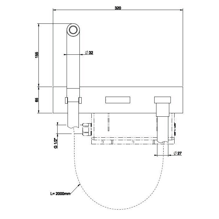Gessi Душевой гарнитур: смеситель, ручной душ (пластик), вывод для воды, шланг, Water Tube Kneip, 32941#031 32940#031 цвет: хром