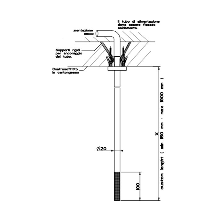 Gessi Излив потолочный. цвет: шлифованная сталь, Cesello, 54496#239 цвет: шлифованная сталь