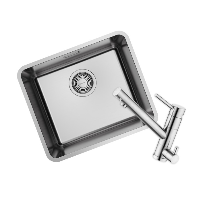 Omoikiri комплект мойка+смеситель Omi 43-U/I-IN Ultra Mini + Tonami-BN, нержавеющая сталь арт. 7402.4018