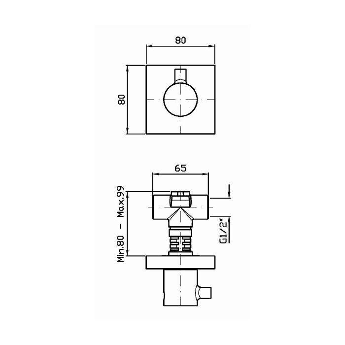 Zucchetti встроенный запорный вентиль, pan, хром арт. zp8729 r99779