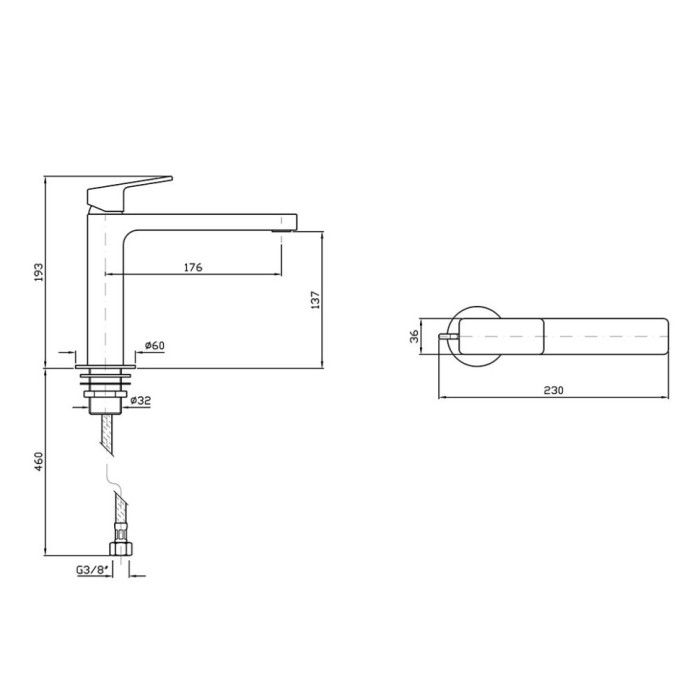 Zucchetti однорычажный смеситель для раковины на 1 отверстие с удлиненным изливом без донного клапана, jingle, хром арт. zin695
