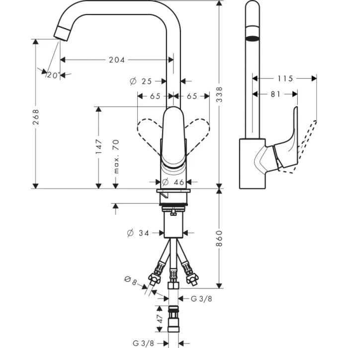 Hansgrohe смеситель для кухни, Focus M41, хром арт. 31822000