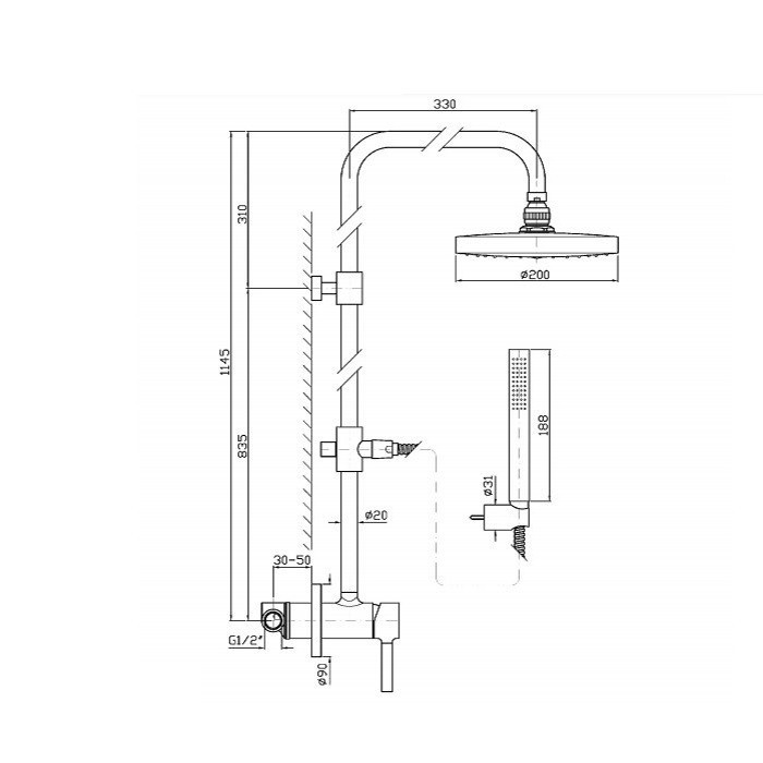 Zucchetti душевая система с душевой лейкой и ручным душем, pan, хром арт. zp6054 z94727 r99686