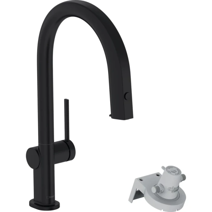Hansgrohe смеситель для кухни с подключением к фильтру, Aqittura M91, черный арт. 76803670