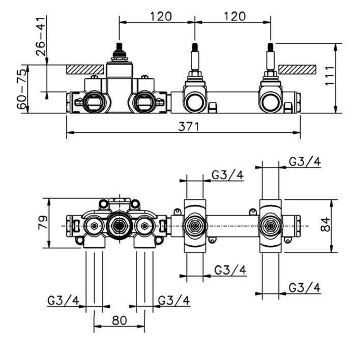 Cisal внутренний механизм смесителя для ванны на 2 потребителя za01r20004 cisal