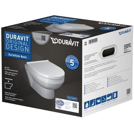 Duravit унитаз подвесной с сиденьем с вертикальным смывом, без смывного края, durastyle, 45750900a1 цвет: белый