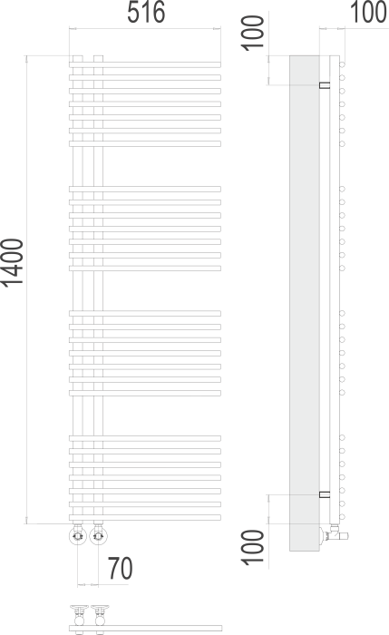 Terminus водяной полотенцесушитель астра п28 70х1400, люкс арт. 4670078530516