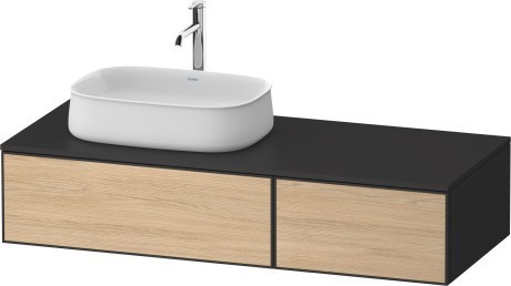 Duravit тумба подвесная с вырезом под раковину слева 550 мм х 1300 мм х 281 мм, zencha, ze4816030800000 цвет: натуральный дуб/графит суперматовый