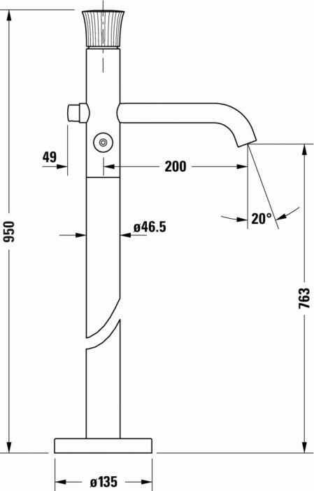 Duravit однорычажный напольный смеситель для ванны, white tulip, wt5250000010 цвет: хром