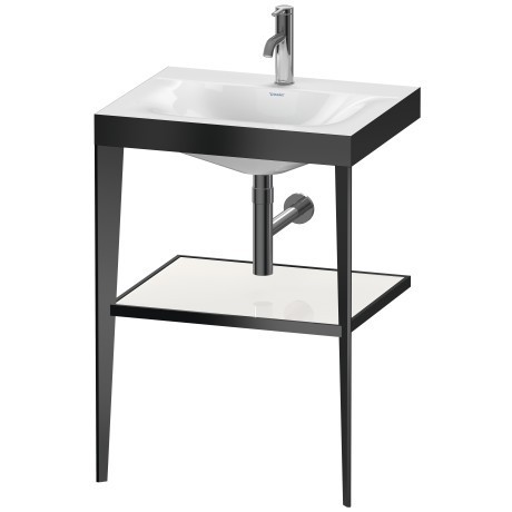 Duravit напольная консоль xviu/c-bonded 600 мм х 850 мм, с умывальником viu, xviu, xv4714ob285 цвет: черный матовый/белый глянцевый лак
