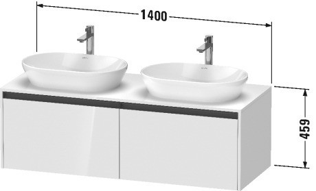 Duravit тумба подвесная под две раковины 550 мм х 1400 мм х 459 мм, ketho.2, k24888b79790000 цвет: орех натуральный