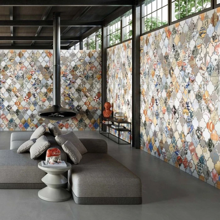 Ergon керамогранитная плитка 1200x2780 pigmento decori pop art (2 patterns random) natural rettcm, арт. elsrt109