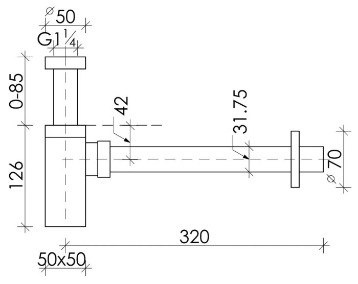 Ceramicanova бутылочный сифон для раковины, 70002mb цвет: чёрный