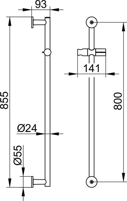Keuco душевая штанга 855 мм, с держателем для душевой лейки, ixmo, черный матовый арт. 59585 370901