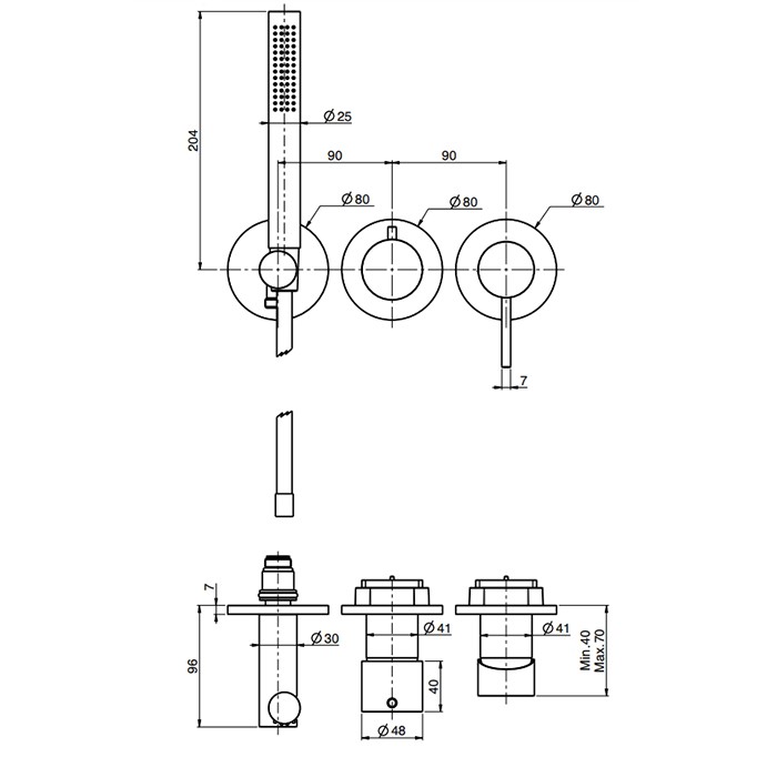Fima Carlo Frattini смеситель для душа, встраиваемый, с ручным душем, spillo up, золото арт. f3049wx8or