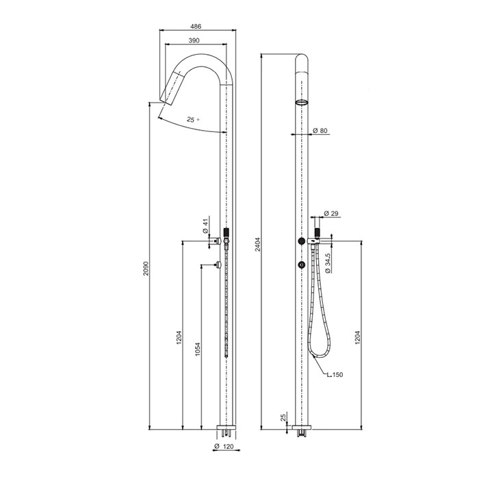 Fima Carlo Frattini душевая колонна с одним выходом outside outdoor, нержавеющая сталь арт. f5970x2cinox