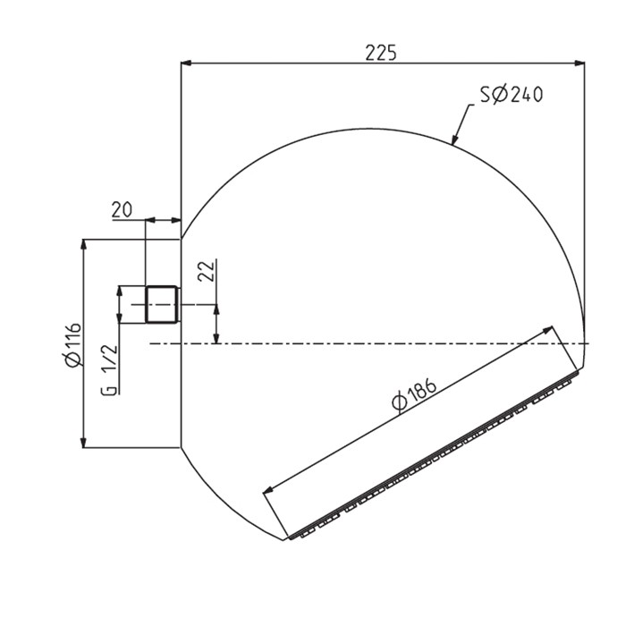 Fima Carlo Frattini верхний душ sfera d 200 мм., настенный монтаж, сфера хром wellness, хром арт. f2340crc