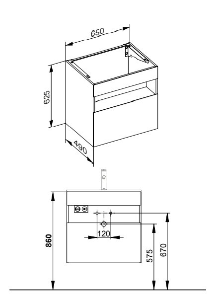 Keuco тумба под раковину с освещением 490 мм х 650 мм х 625 мм, с 1 выдвижным ящиком, с сифоном, инокс/инокс, stageline, инокс матовый арт. 32852 290100