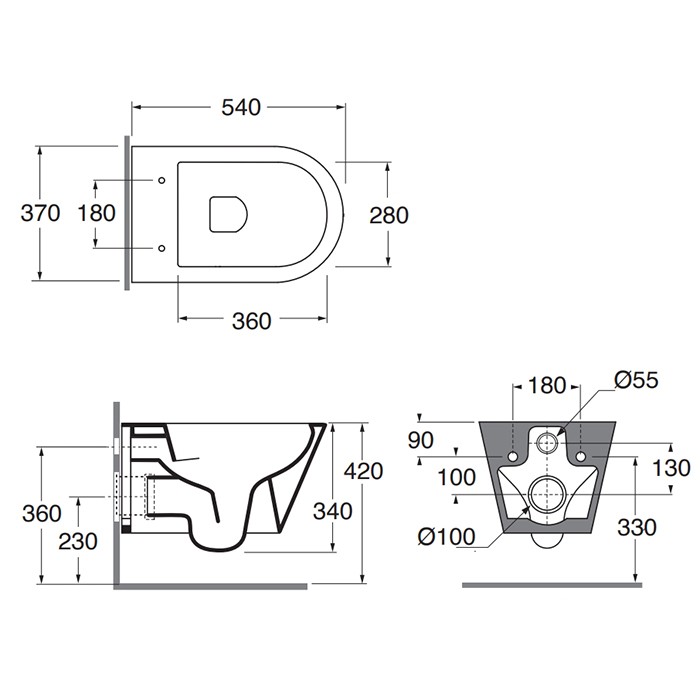 Azzurra унитаз подвесной 54х37х34см., безободковый, в комплекте с креплением, Azzurra, FMVKSPE00000TO цвет: tortora