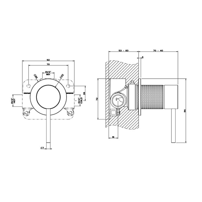 Gessi Смеситель для душа, встраиваемый, на 1/2, на 1 источник (внешняя часть), 316, 54419#299 цвет: black xl