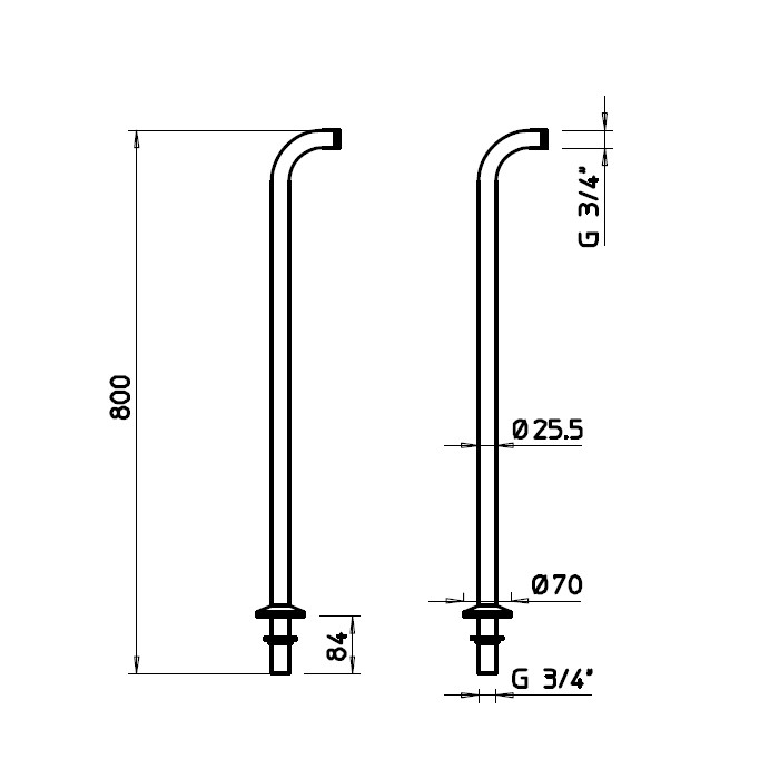 Gessi Стойка для ванной, высота 800 мм., 01415#031 цвет: хром