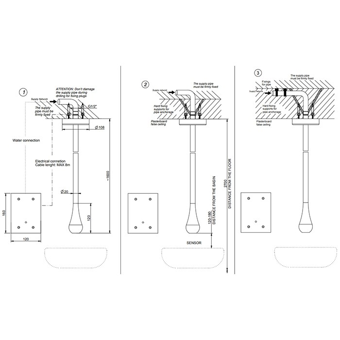 Gessi Смеситель для раковины, потолочный, электронный, с кран-фильтром для регулировки температуры и напора воды, внешняя часть, Goccia, 33724#299 цвет: black xl