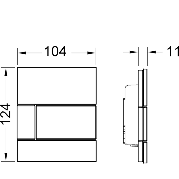 TECE панель смыва, стекло зеленое, клавиша белая, square urinal - 9242803