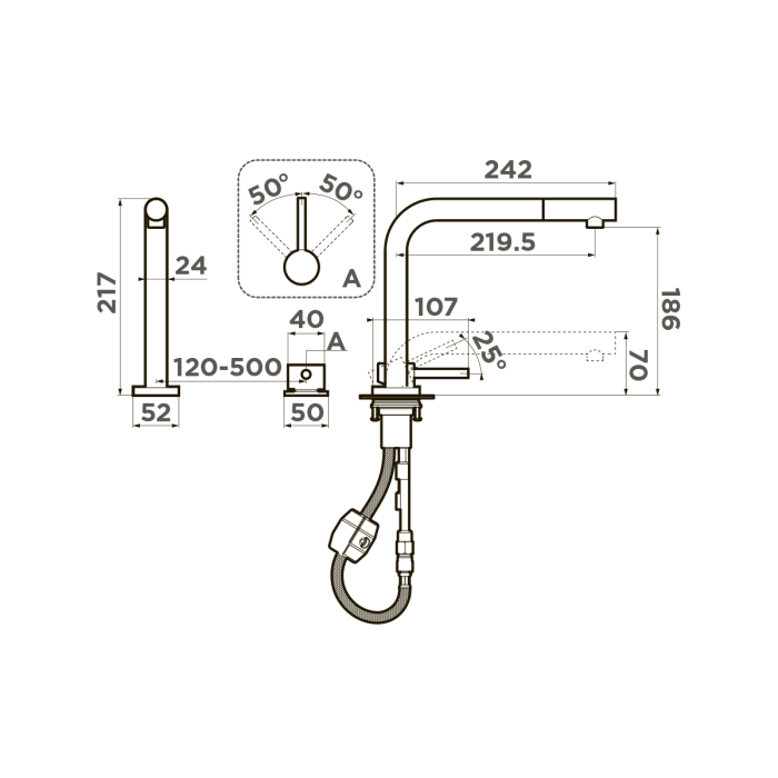 Omoikiri смеситель для кухни Nara-S-GB латунь/графит арт. 4994371