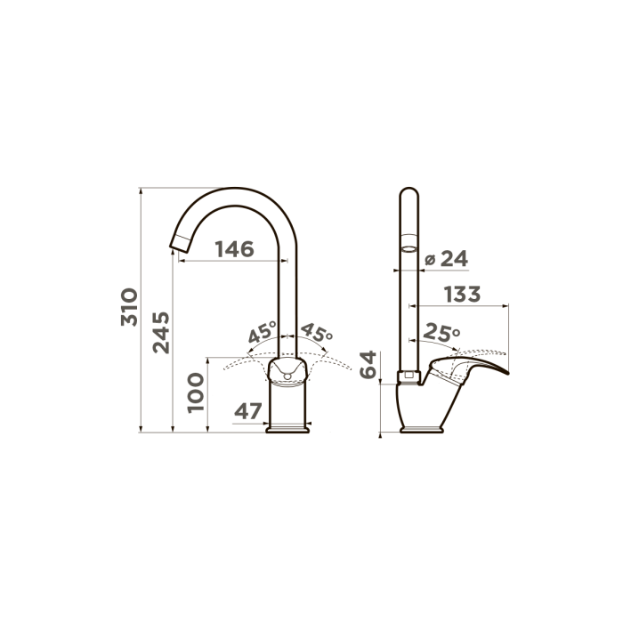 Omoikiri смеситель для кухни Umi-C латунь/хром арт. 4994116