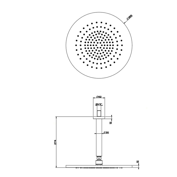 Gessi Душевая головка шарнирная для потолочного крепления на 1/2” с защитой от известкового налёта, высота 243мм, Shower316, 54152#239 цвет: шлифованная сталь