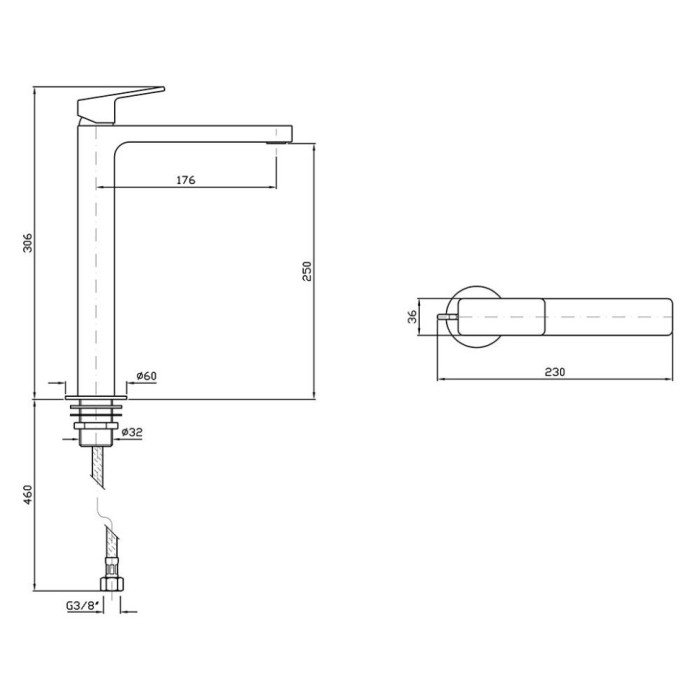 Zucchetti однорычажный смеситель для раковины на 1 отверстие с высоким изливом без донного клапана, jingle, хром арт. zin694