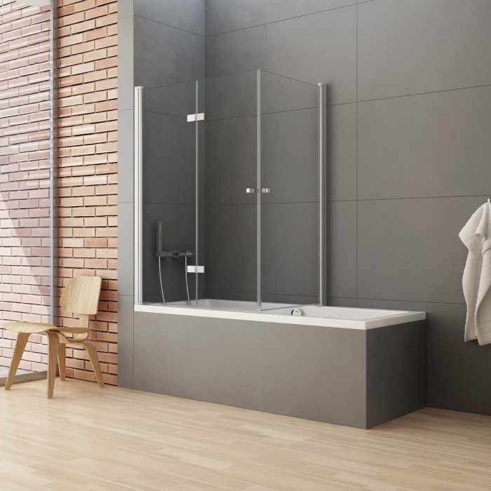 Шторка для ванны 100x70x140 l, New trendy New soleo chrome, хром арт. P-0028/P-0024