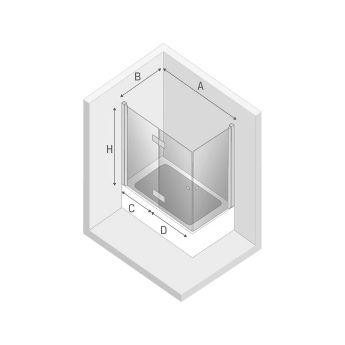 Шторка для ванны 100x70x140 l, New trendy New soleo chrome, хром арт. P-0028/P-0024