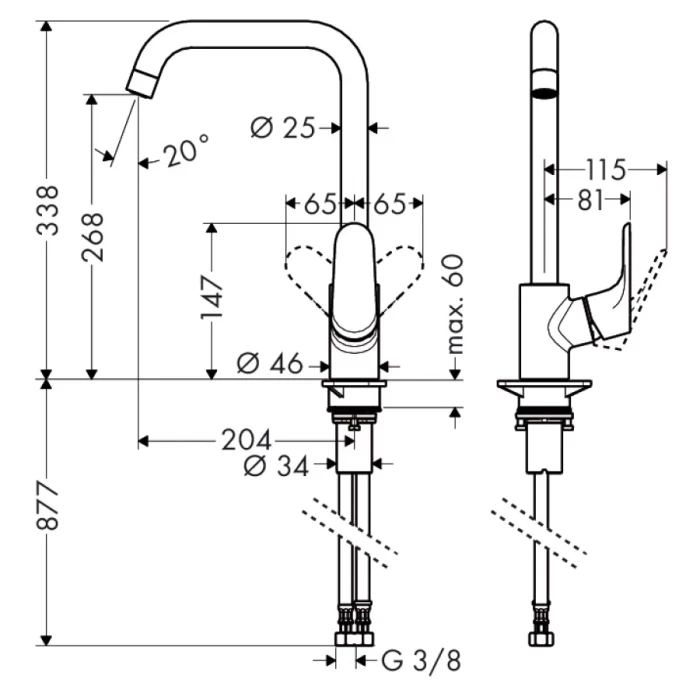 Hansgrohe смеситель для кухонной мойки, Focus M41, хром арт. 31820000