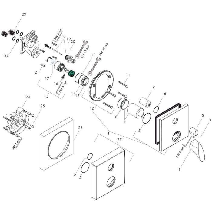 AXOR смеситель для ванны, Starck Organic, золото арт. 12415250
