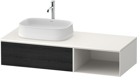 Duravit тумба подвесная с вырезом под раковину слева 550 мм х 1300 мм х 281 мм, zencha, ze4818016840000 цвет: чёрный дуб/белый суперматовый