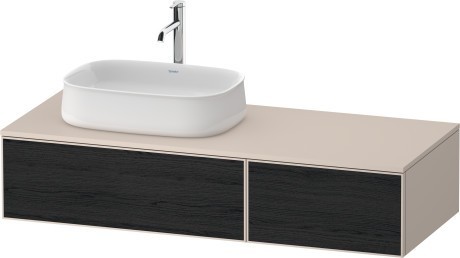 Duravit тумба подвесная с вырезом под раковину слева 550 мм х 1300 мм х 281 мм, zencha, ze4816016830000 цвет: чёрный дуб/серо-коричневый суперматовый