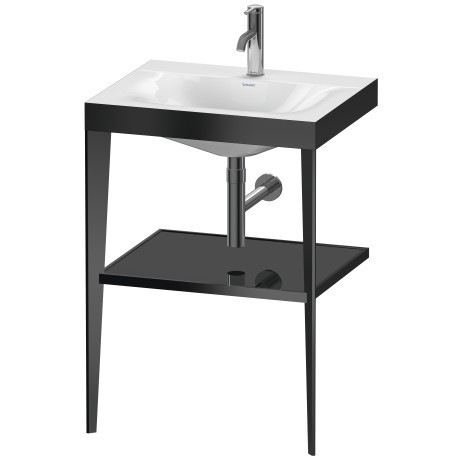 Duravit напольная консоль xviu/c-bonded 600 мм х 850 мм, с умывальником viu, xviu, xv4714ob240 цвет: черный матовый/черный глянцевый лак