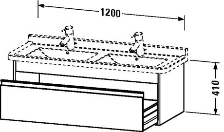 Duravit тумба подвесная под раковину с одним выдвижным ящиком, ketho, 6666 18 цвет: gres pietra grey opaco