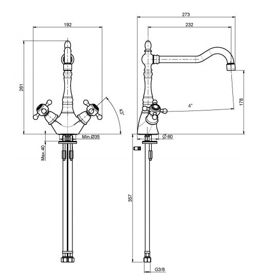 Fima Carlo Frattini смеситель для кухни, kitchen elizabeth, хром арт. f5087cr