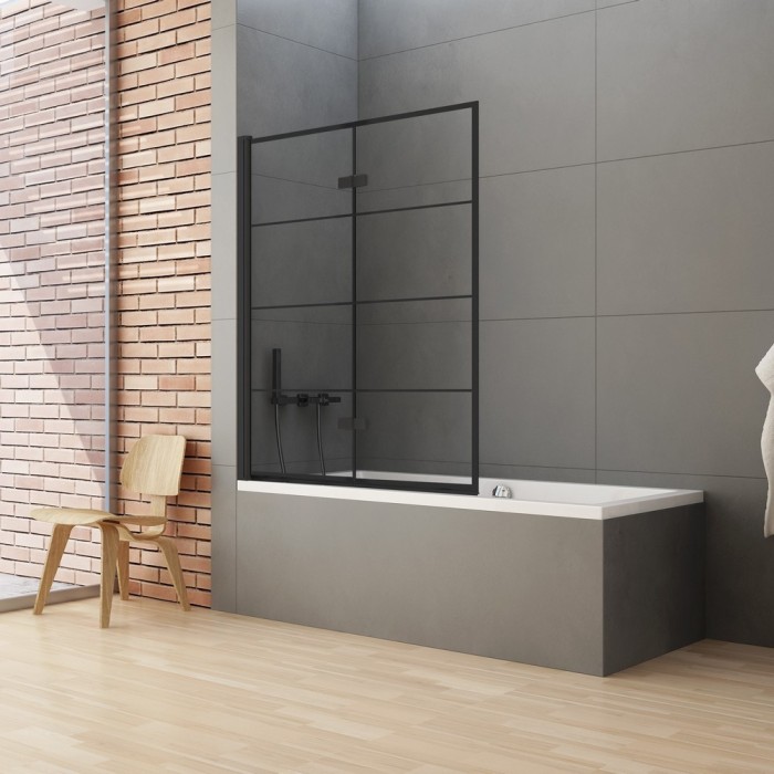 Шторка для ванны 100x140 l, New trendy New soleo black, черный арт. P-0049