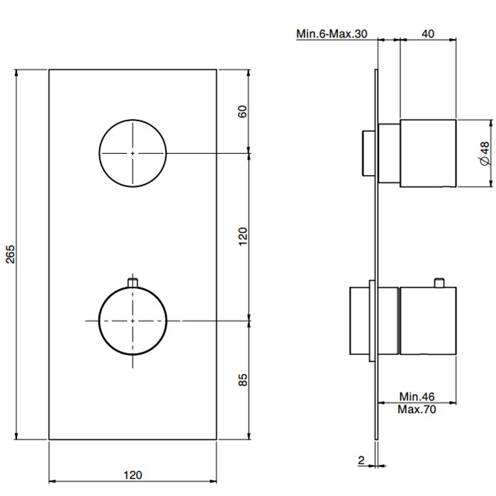 Fima Carlo Frattini смеситель для душа встроенный, термостатический, 1 запорный вентиль, spillo steel, сталь арт. f3089x1inox f2461